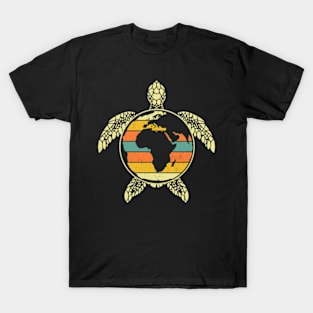 Retro Earth Sea Turtle Save the Planet Earth Day 2024 T-Shirt